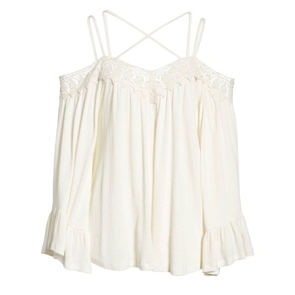 Sun & Shadow Crochet Trim Off the Shoulder Top - Picture 4 of 10